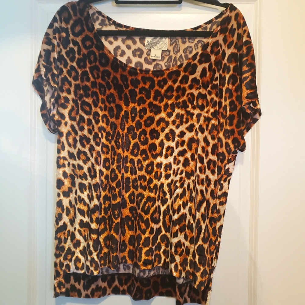vintage velvet leopard cheetah print Holly Flock by Lucky Brand short sleeve top